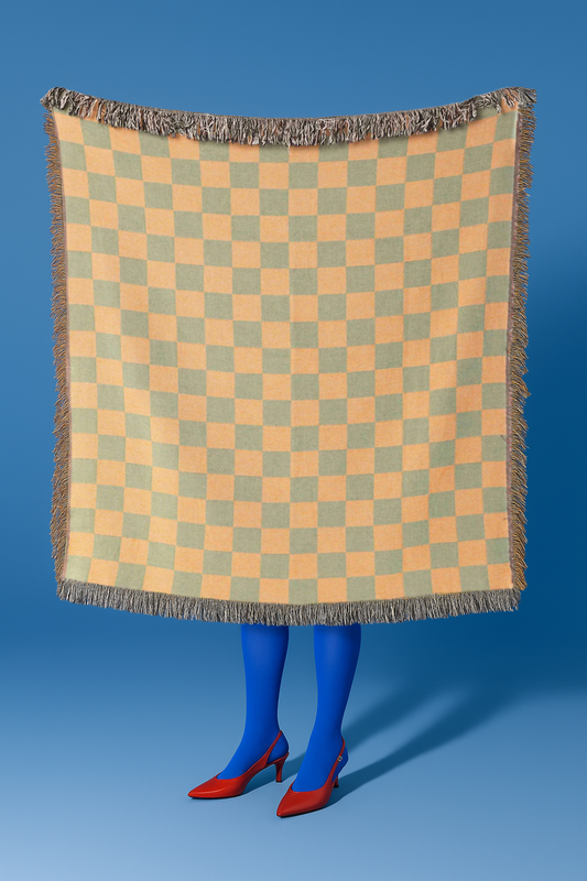 Green & Gold Woven Throw Blanket