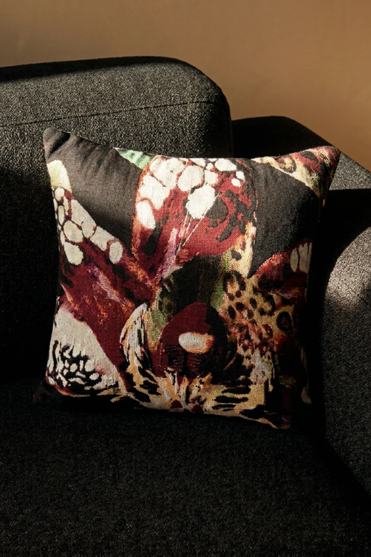 Midnight Orquidea Woven Pillow