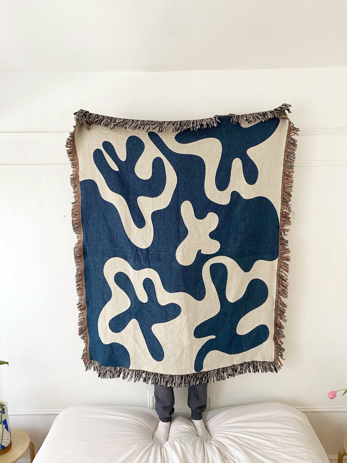 Dancing Shapes - Denim Woven Throw Blanket