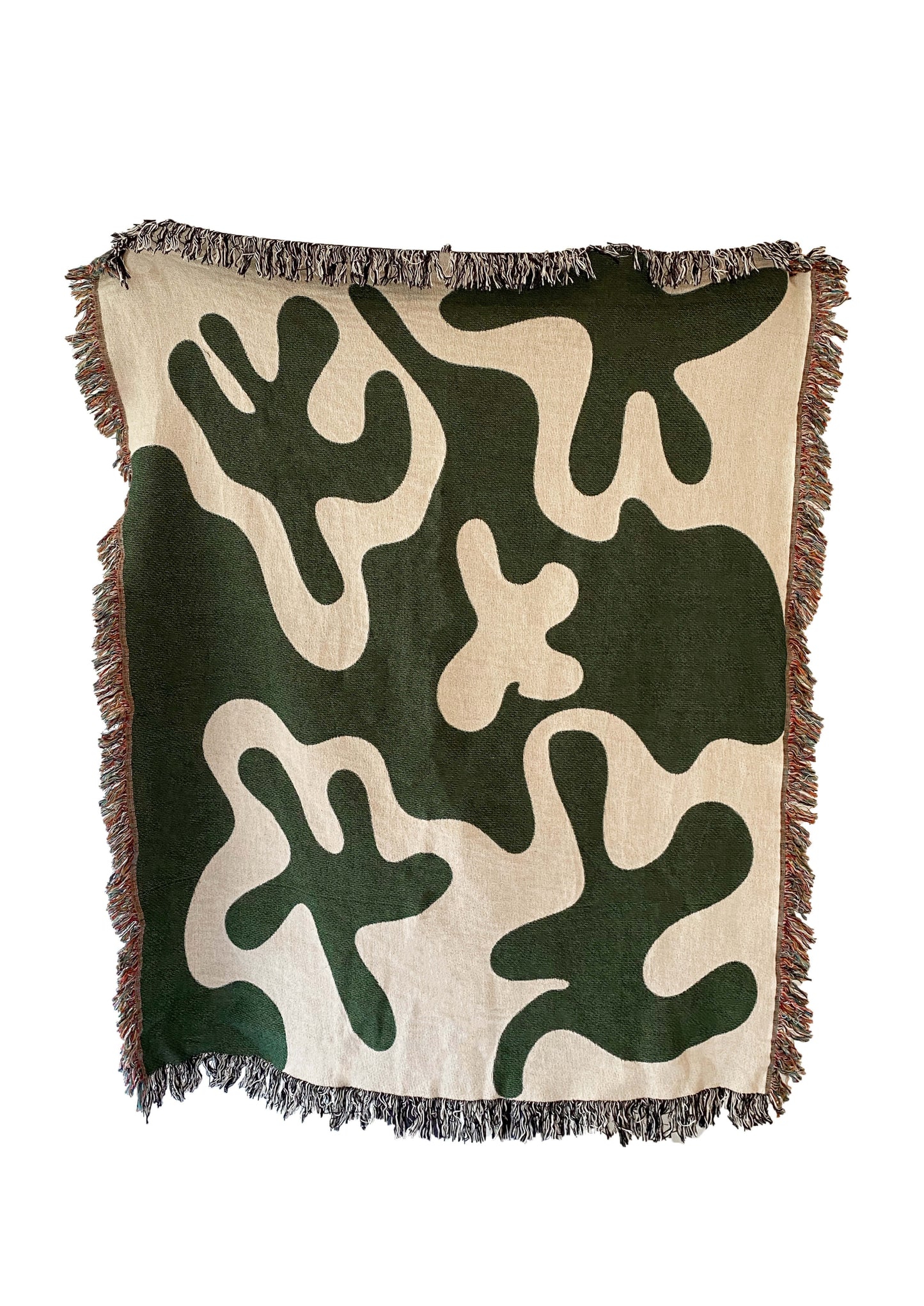 Dancing Shapes - Forest Green Woven Throw Blanket