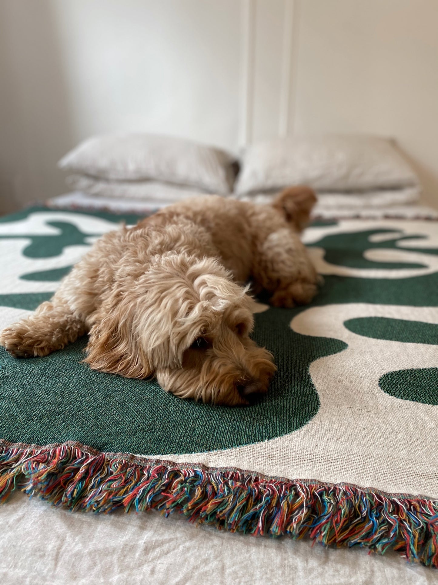 Dancing Shapes - Forest Green Woven Throw Blanket