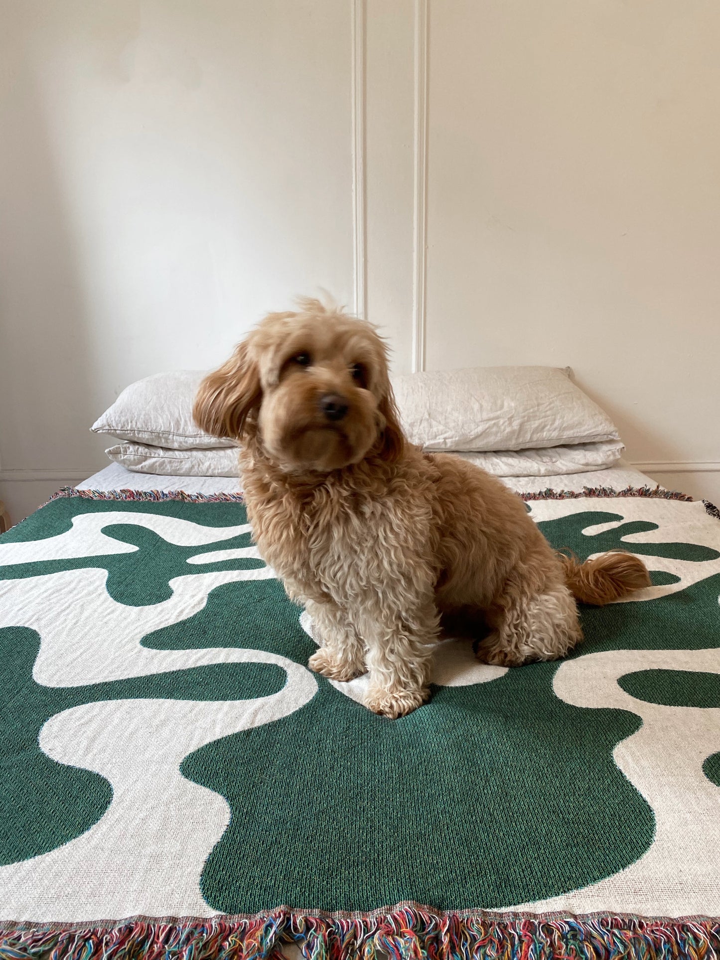 Dancing Shapes - Forest Green Woven Throw Blanket