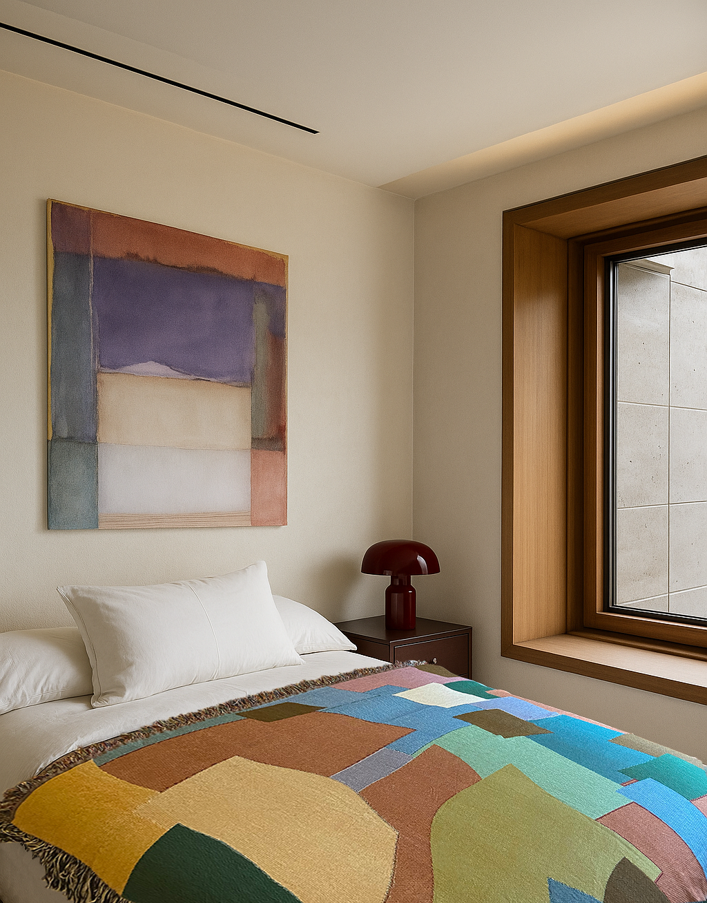 パッチワーク織りのスローブランケット