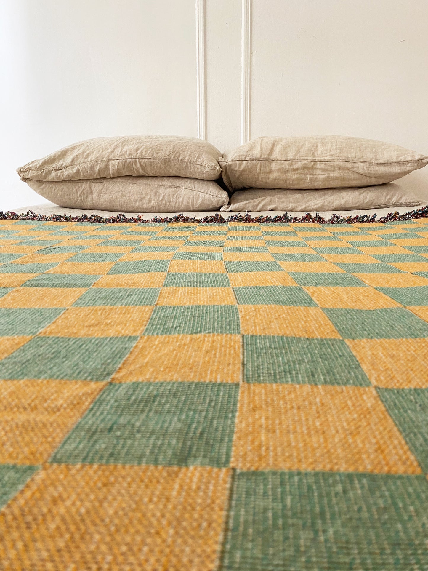 Green & Gold Woven Throw Blanket
