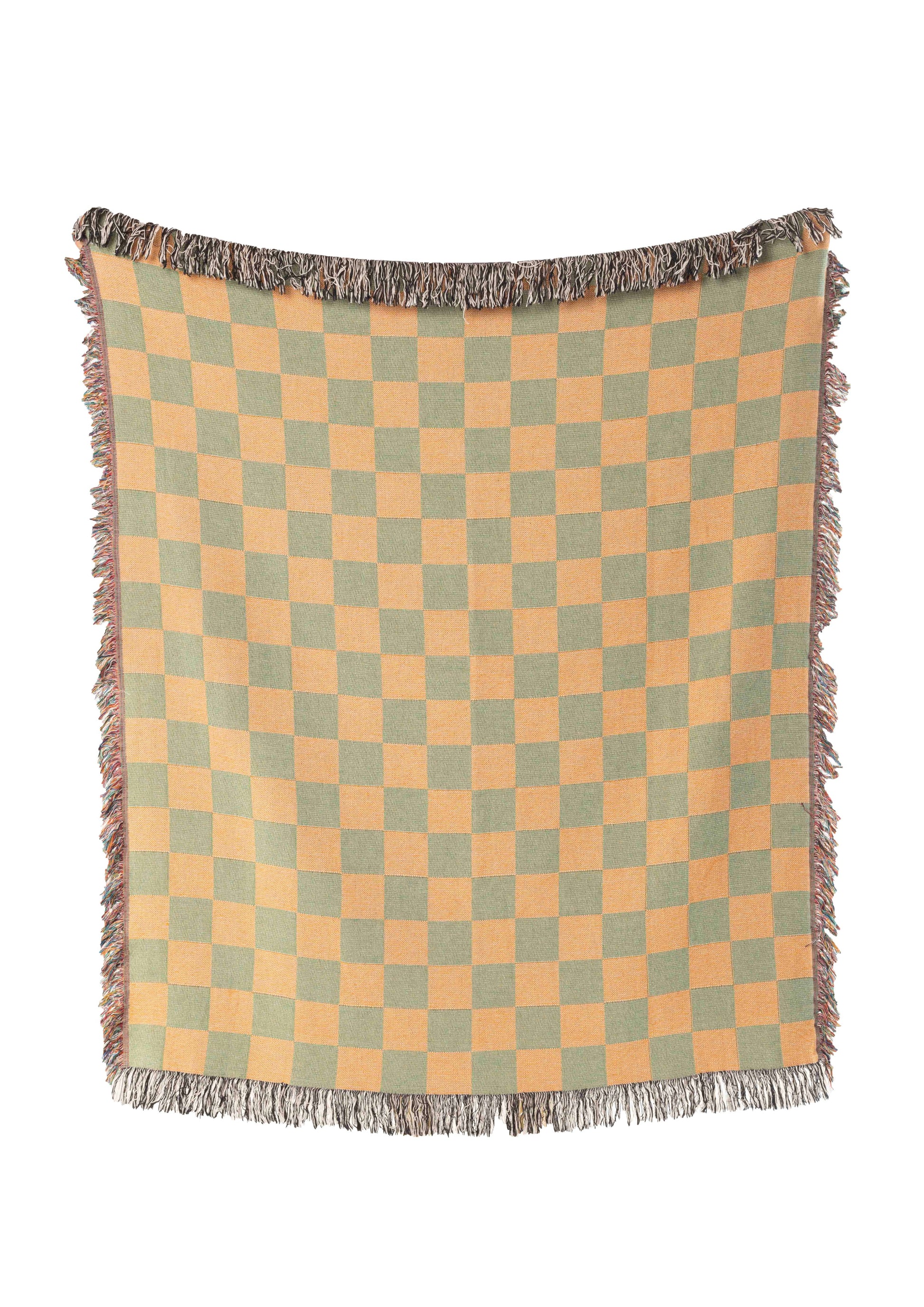 Green & Gold Woven Throw Blanket