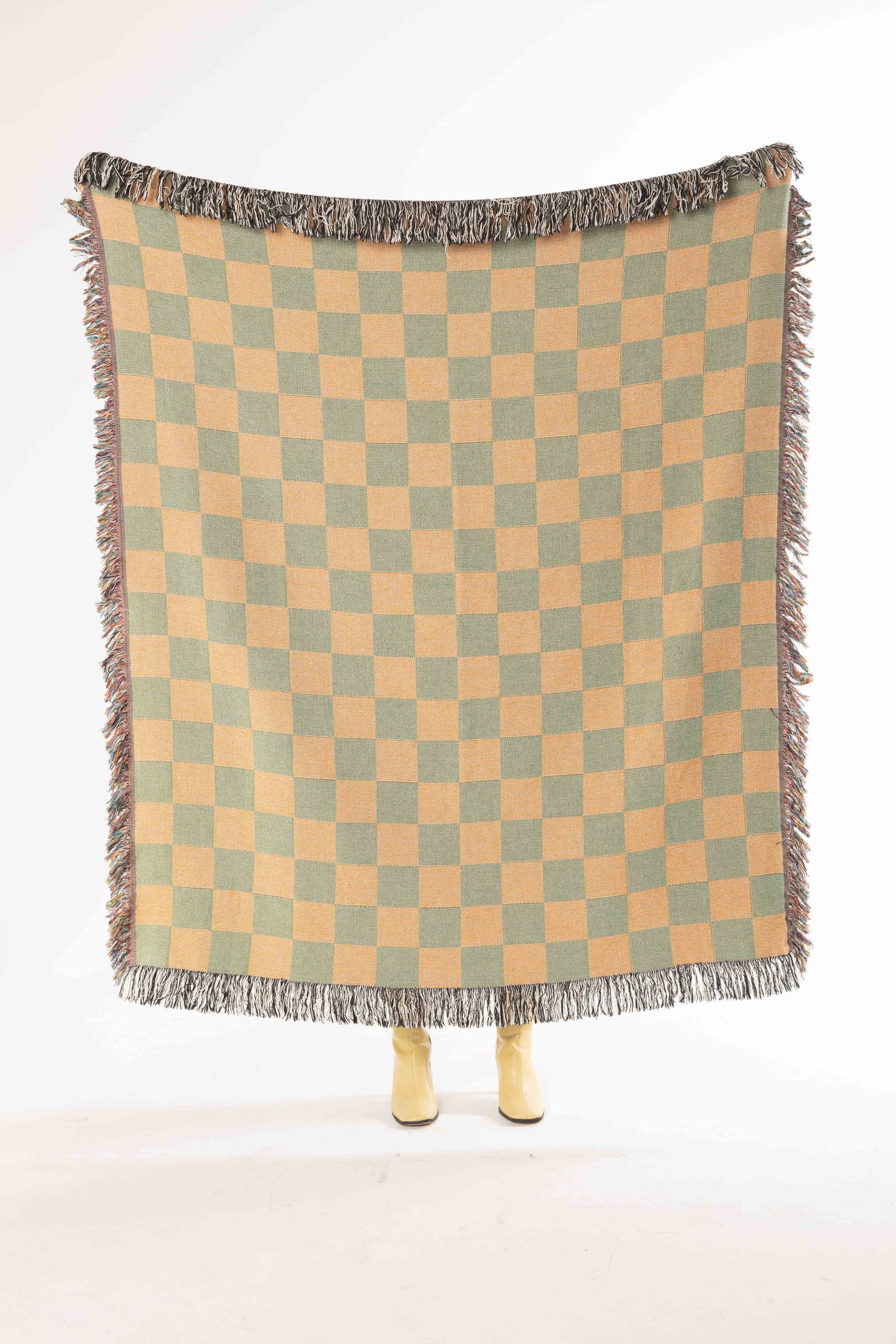 Green & Gold Woven Throw Blanket