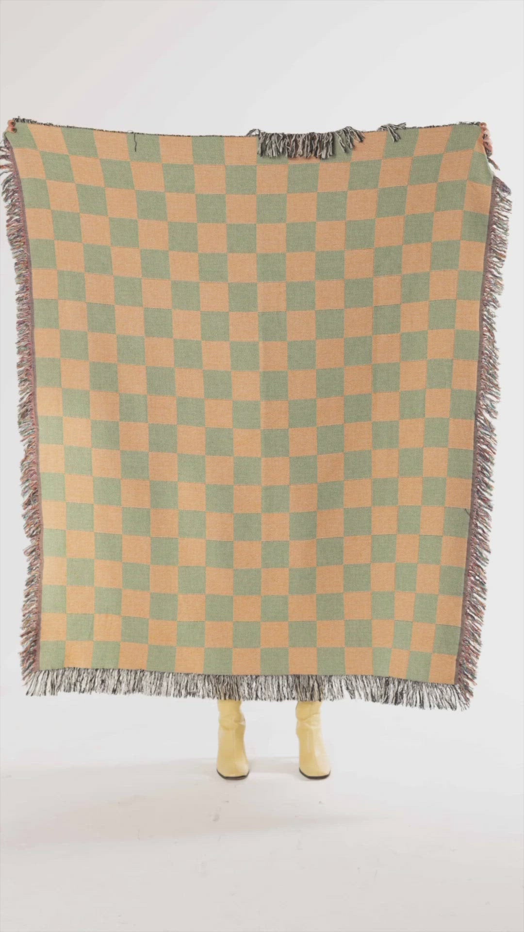 Green & Gold Woven Throw Blanket