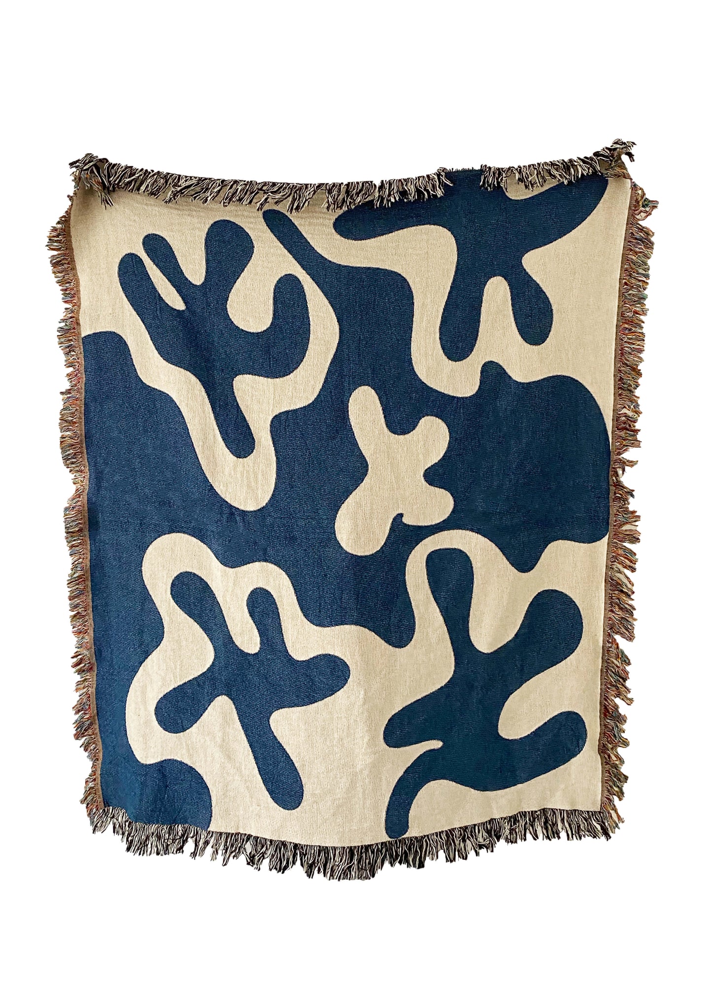 Dancing Shapes - Denim Woven Throw Blanket