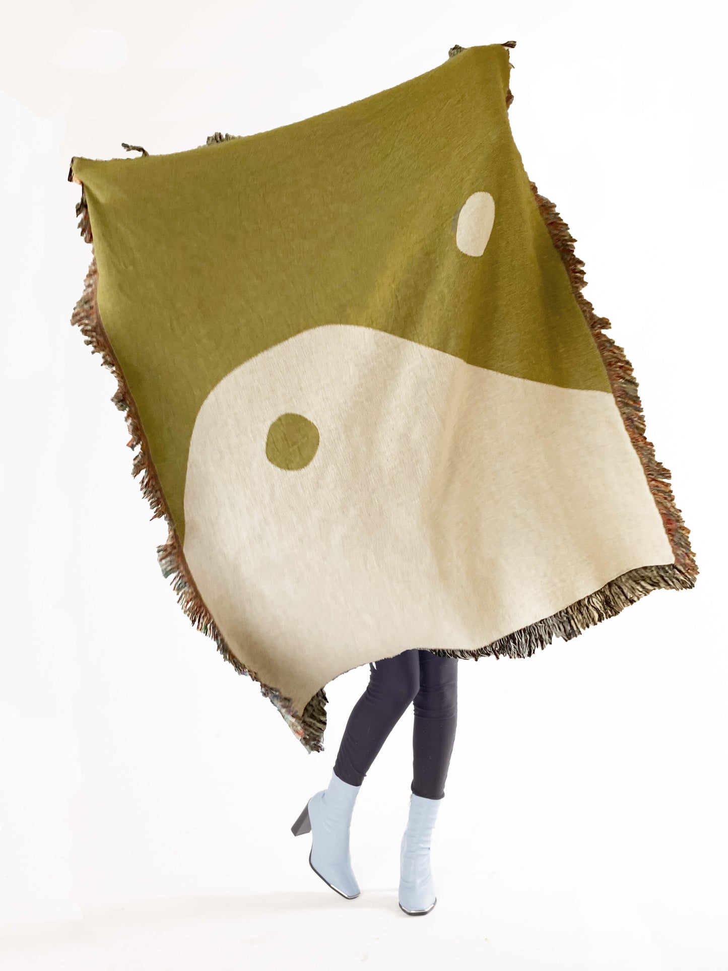 Yin Yang - Olive Woven Throw Blanket