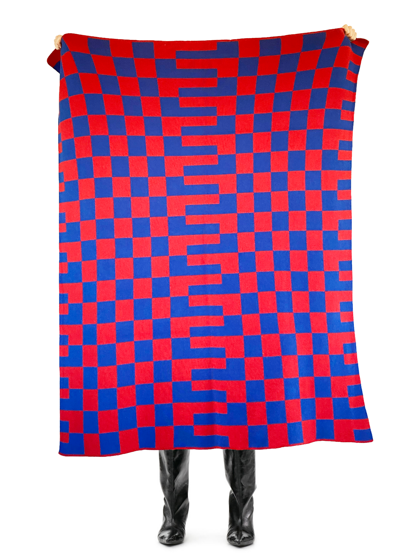 Electric Check Knit Throw Blanket