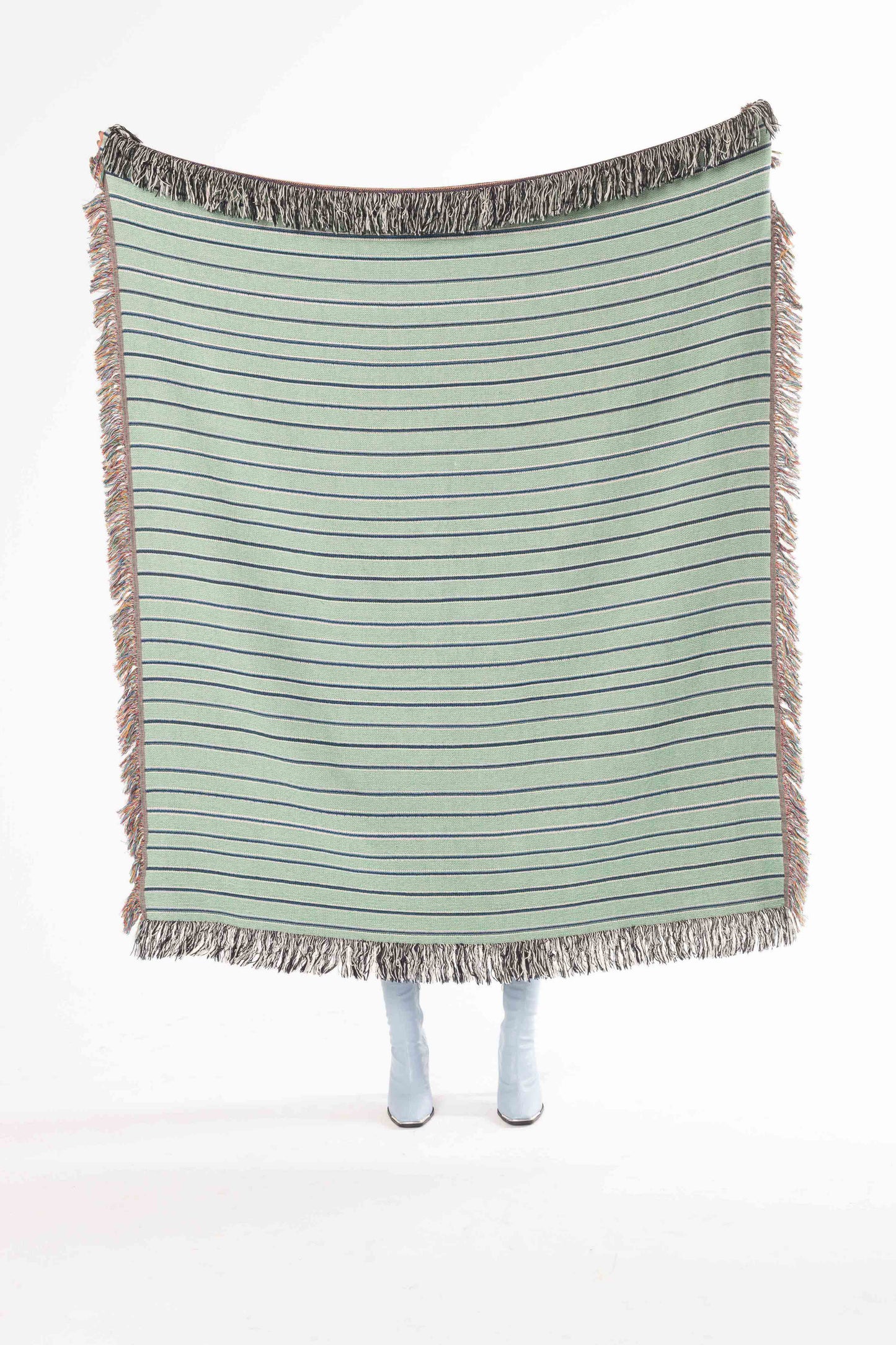 Stripey Mint Woven Throw Blanket