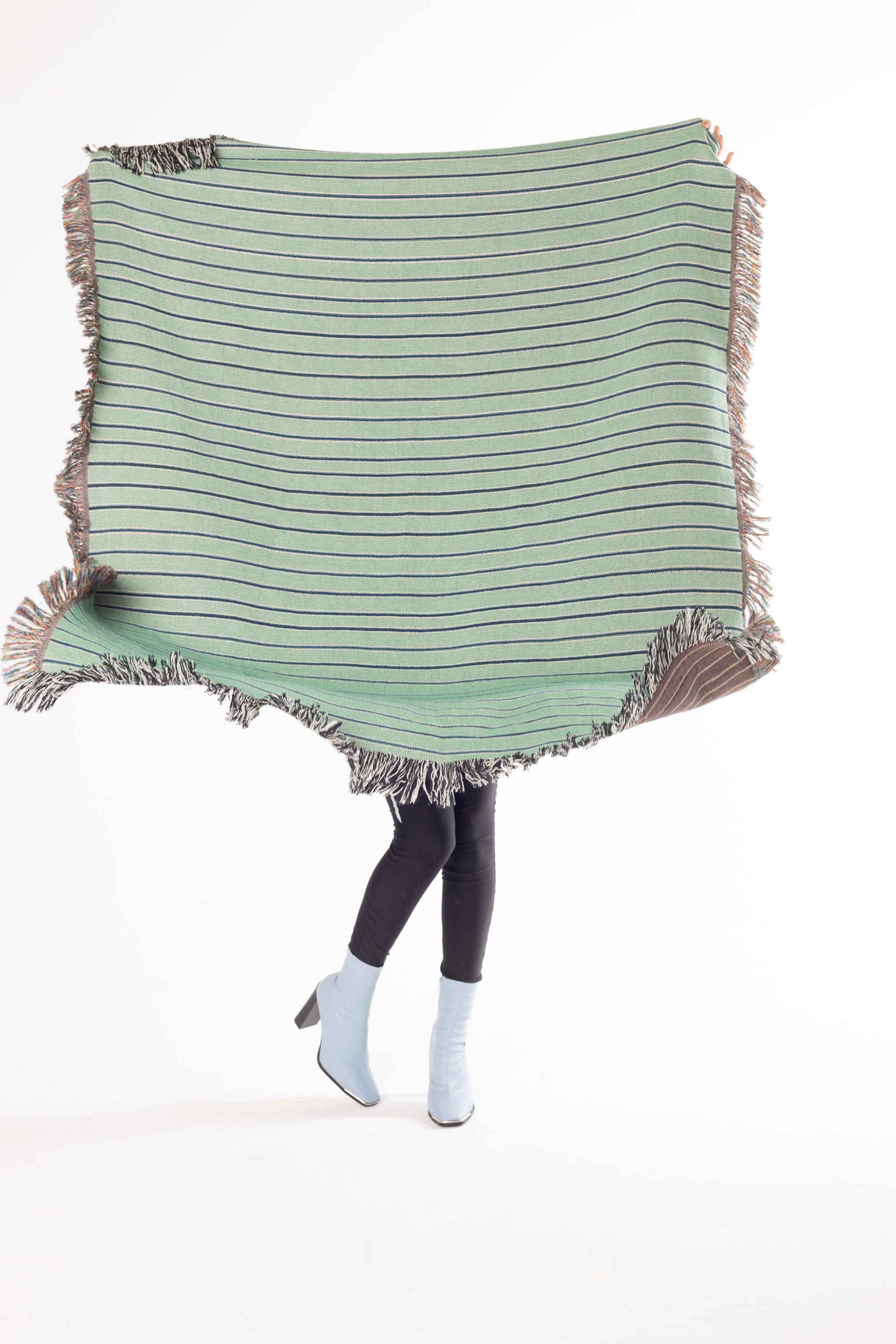 Stripey Mint Woven Throw Blanket