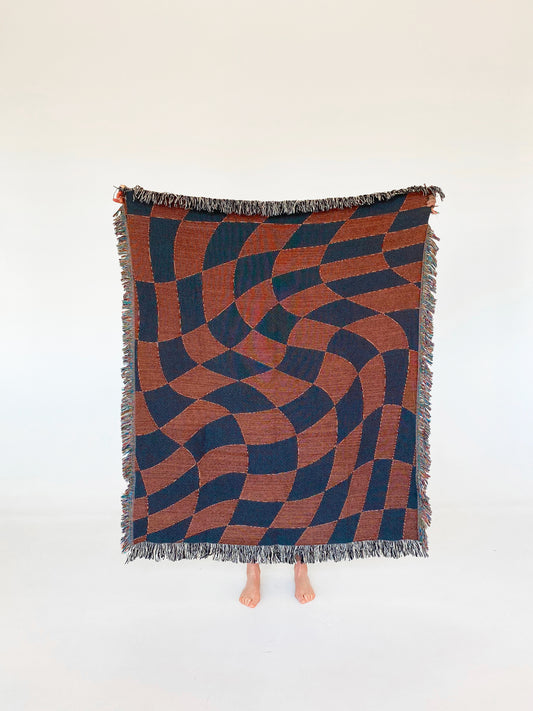 Wonderful Whirl - Two Tone Blue Woven Throw Blanket