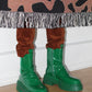 Wild thing woven throw blanket with green boots