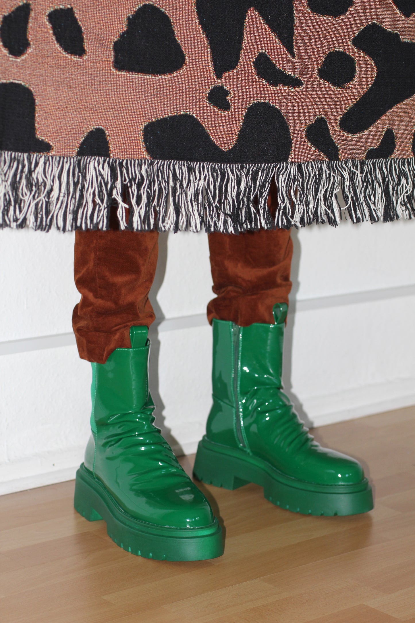 Wild thing woven throw blanket with green boots