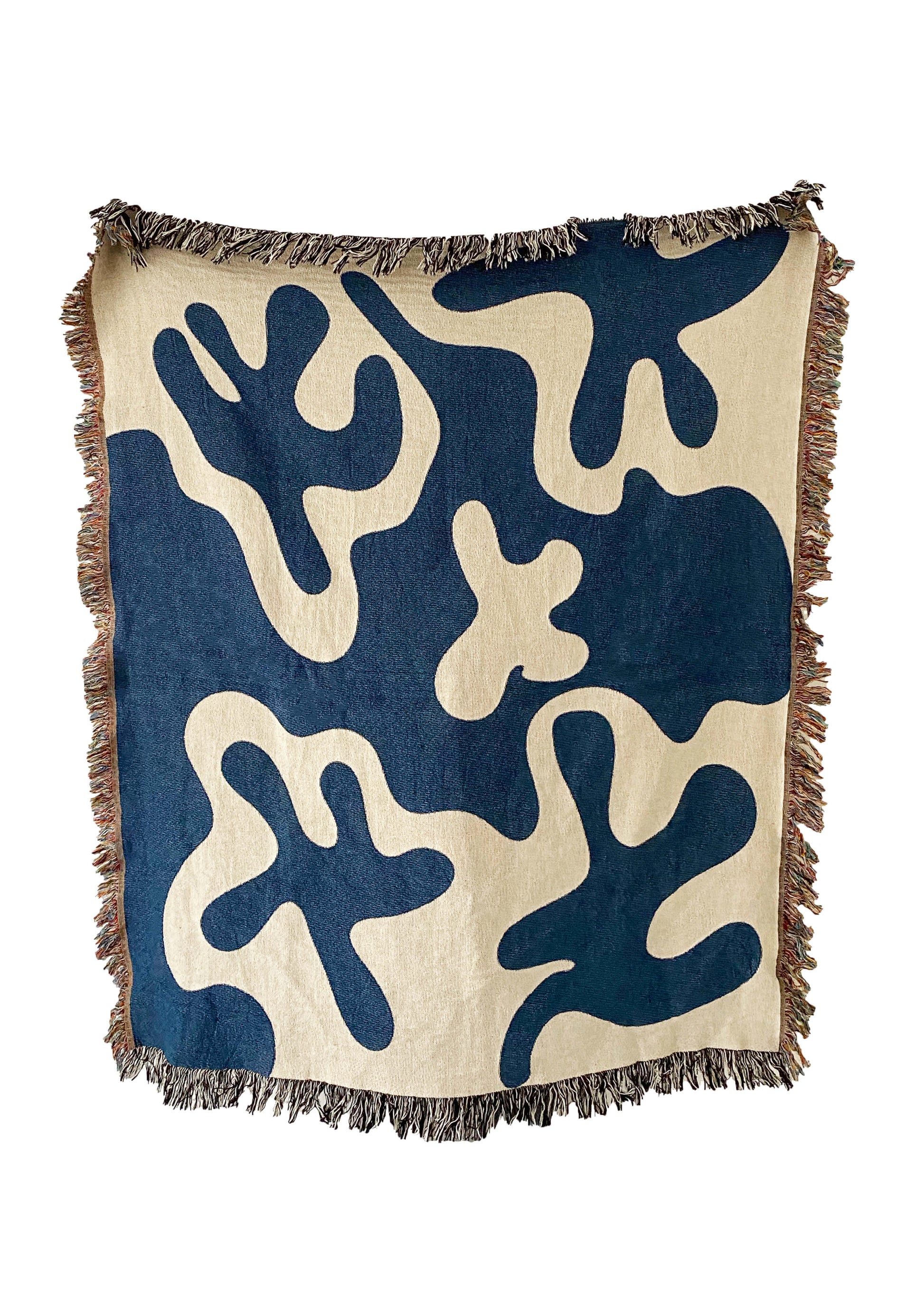 Dancing Shapes - Denim Woven Throw Blanket