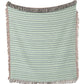 Stripey Mint Woven Throw Blanket