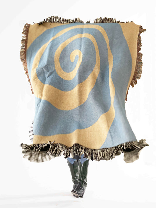 Wavy - Sandy Blue Woven Throw Blanket