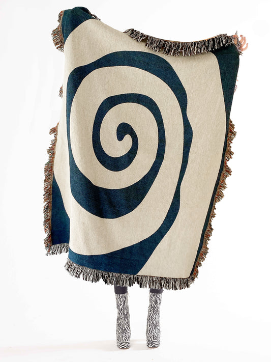 Wavy - Midnight Blue Woven Throw Blanket