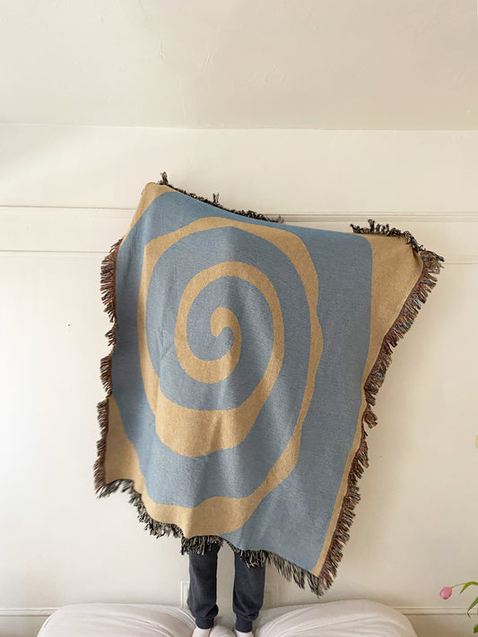 Wavy - Sandy Blue Woven Throw Blanket